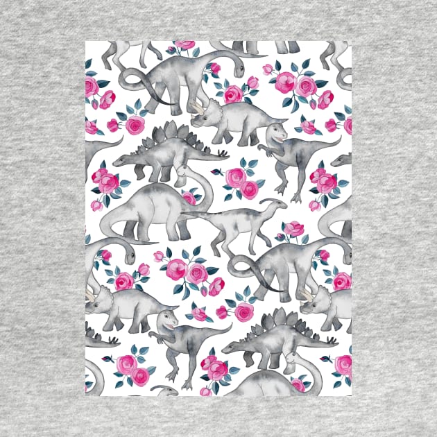 Dinosaurs and Roses – white by micklyn